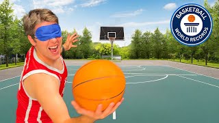 LONGEST BLINDFOLDED BASKETBALL TRICK SHOT! *Breaking Guinness World Records*