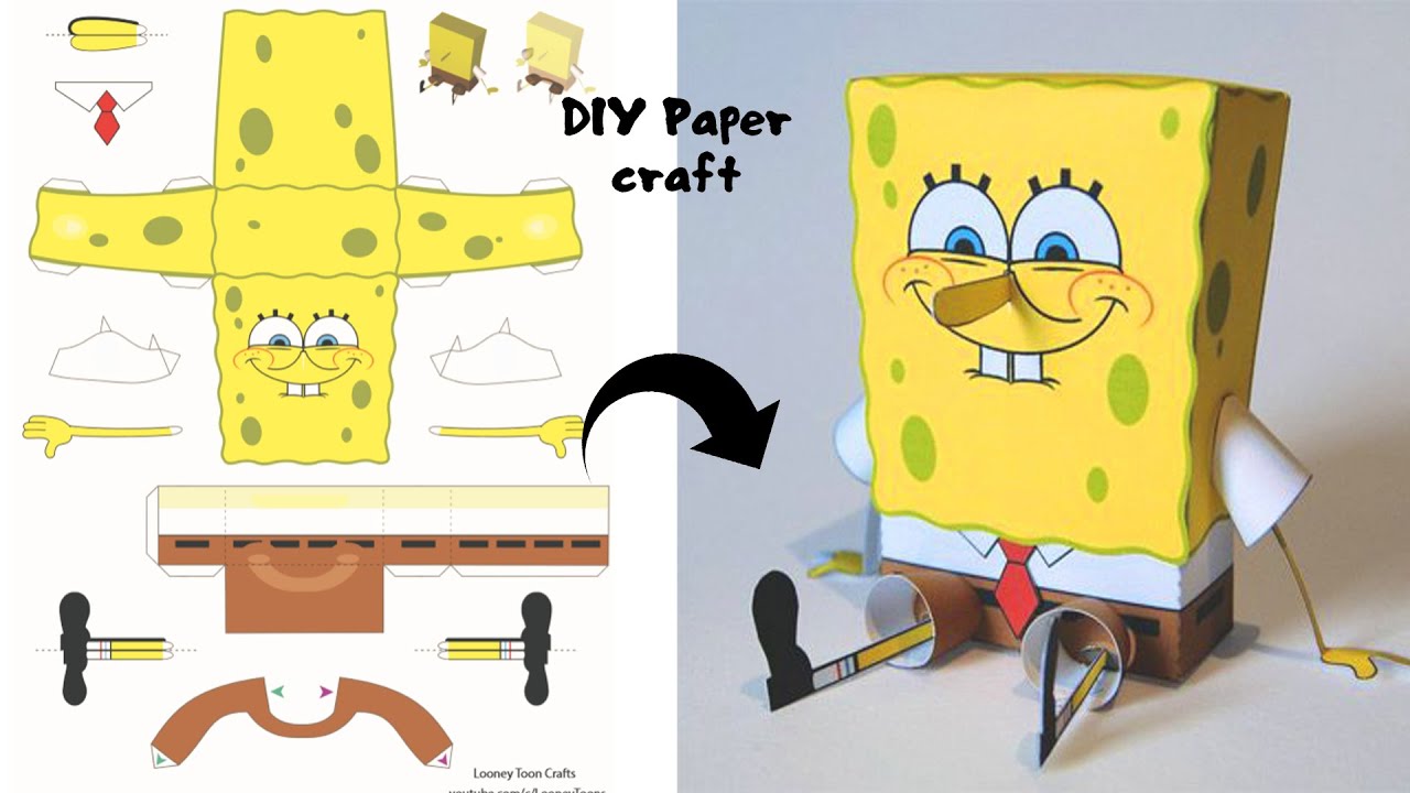 Spongebob Squarepants Diy 3d Papercraft Sculpture Youtube - printable roblox character roblox papercraft
