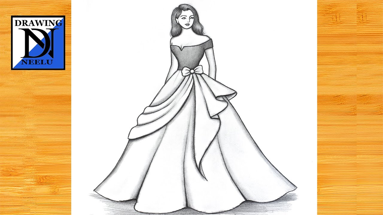 Bridal Dress Pencil Party Dress Drawing How To Draw A Girl With