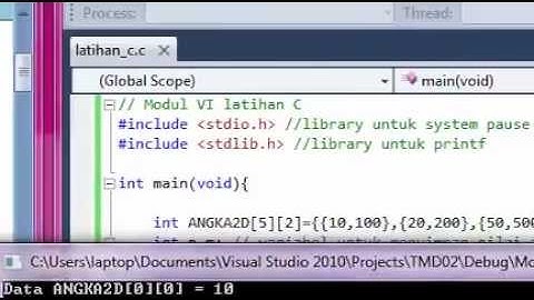 Latihan C Modul VI Array 2 Dimensi