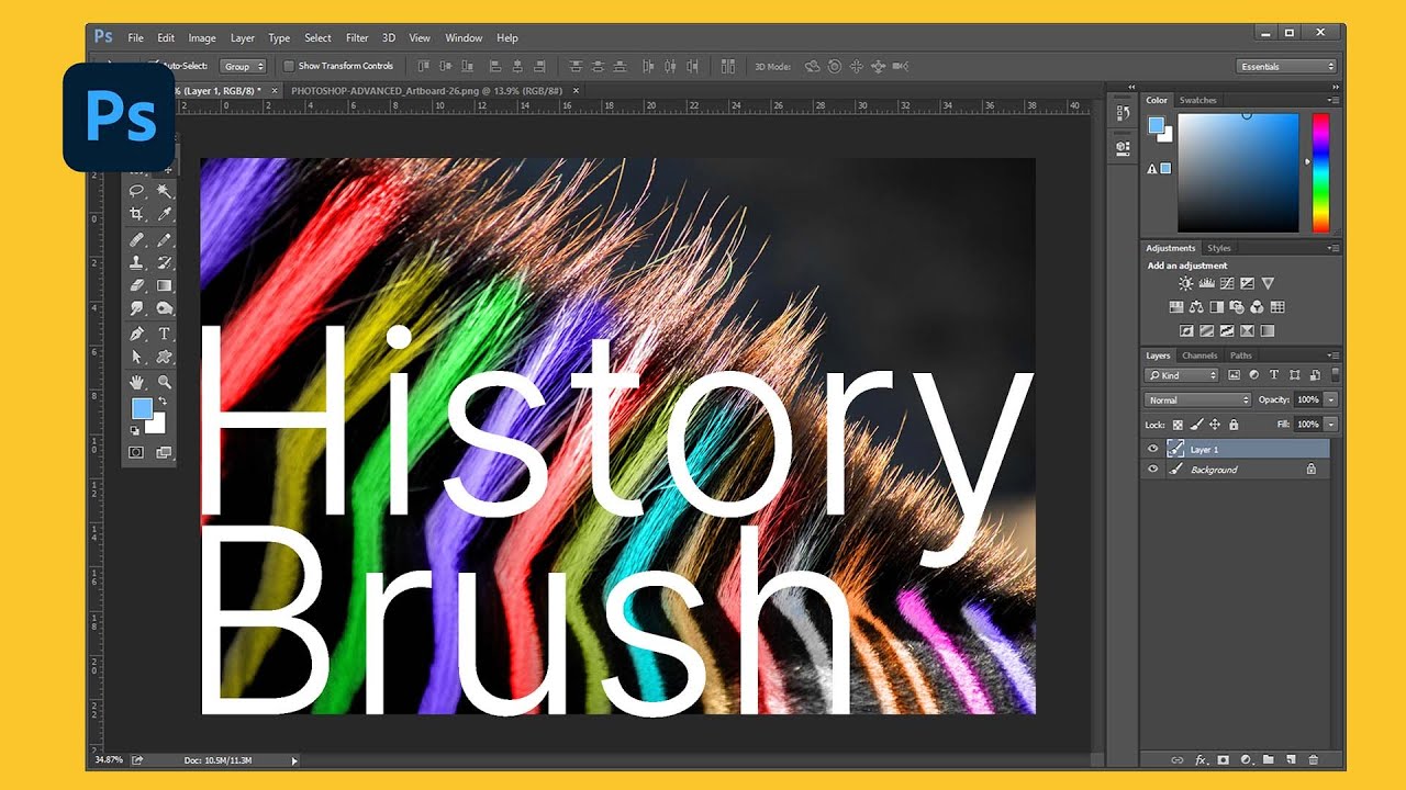 Photoshop History Brush Tool Tutorial | History Panel | History Delete | History Clear (Hindi /Urdu)