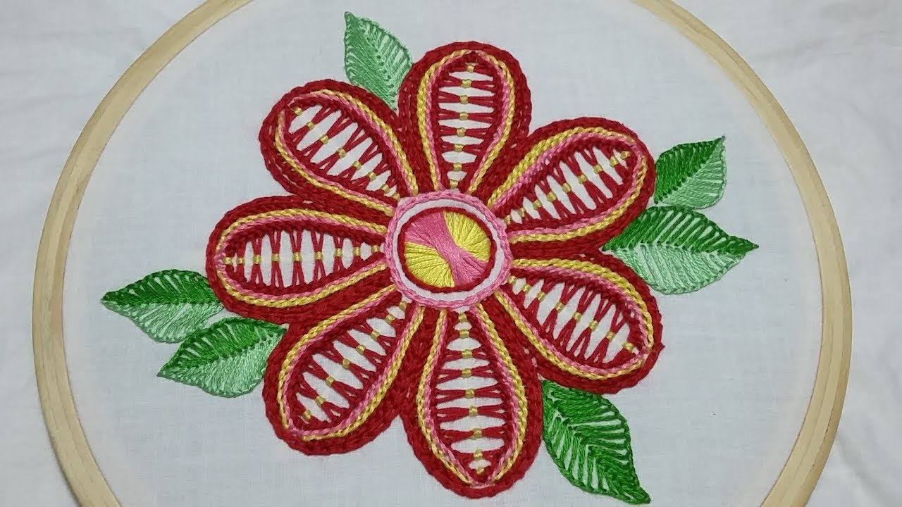 Hand embroidery of a flower