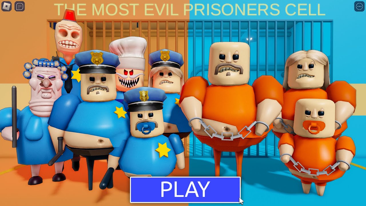 POLICE FAMILY vs PRISONERS FAMILY in BARRY PRISON RUN! New Scary Obby ...