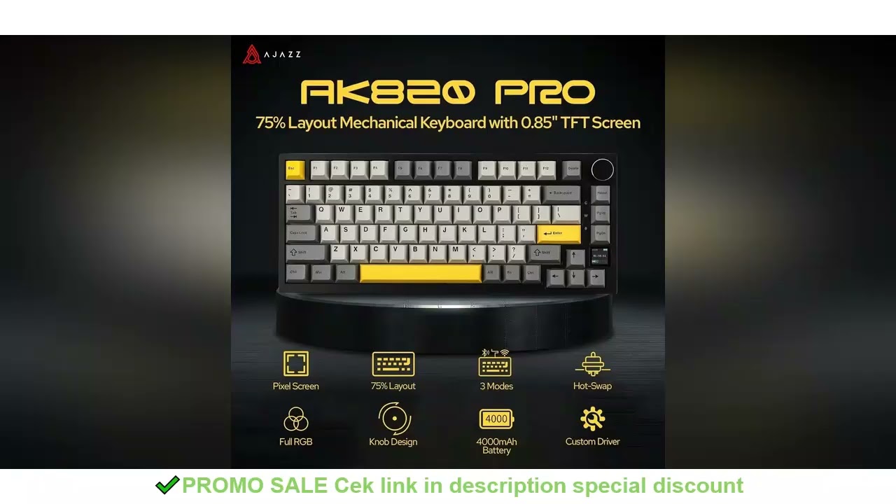 Ajazz AK820/AK820Pro Gaming Mechanical Keyboard Bluetooth 5.1/Wireless/C-Wired Customized Keyboard w