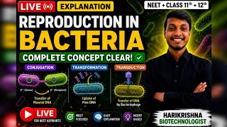 Reproduction in Bacteria | Conjugation, Transformation & Transduction Explained 🔥#class11biology