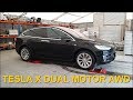 Slip test  tesla model x dual motor awd  4x4testsonrollers