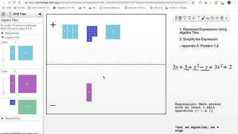 Representing and simplifying Expressions w/ Algebra Tiles