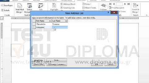 Create a new recipient list with the selected recepients with the following fields:   First...