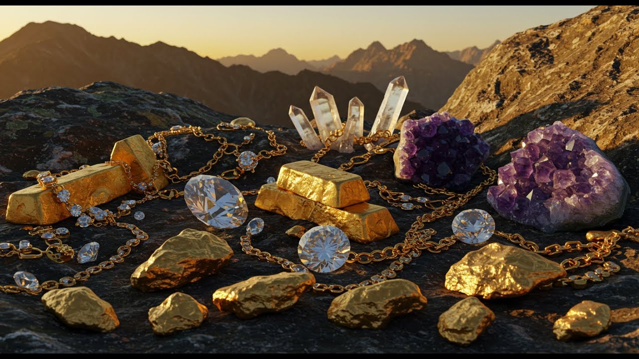 Amazing Treasure Hunt! Girl Discovers Natural Gold, Diamonds & Sparkling Gems in the Mountain