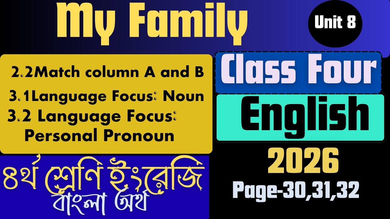 English Class 4 Unit 8| page 30-32|My family| ৪র্থ শ্রেণি ইংরেজি |