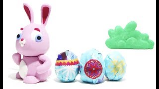 Bunny finds Easter Eggs - Stop motion cartoon for children - BabyClay