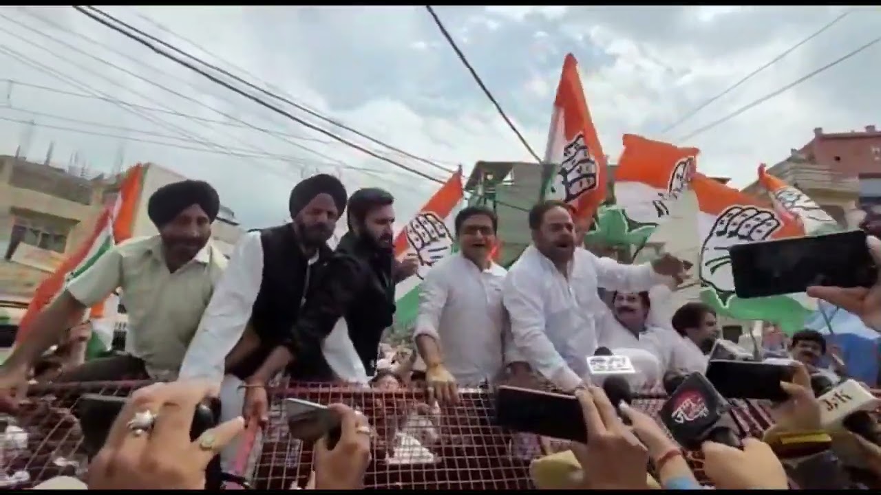 Congress party organised a March from Shaheedi Chowk towards DC Office register their  protest today