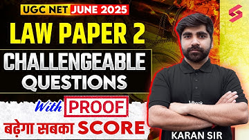 UGC NET Law Challenge Questions 2025 | UGC NET Answer Key 2025 | UGC NET Law Cut Off 2025 By Karan