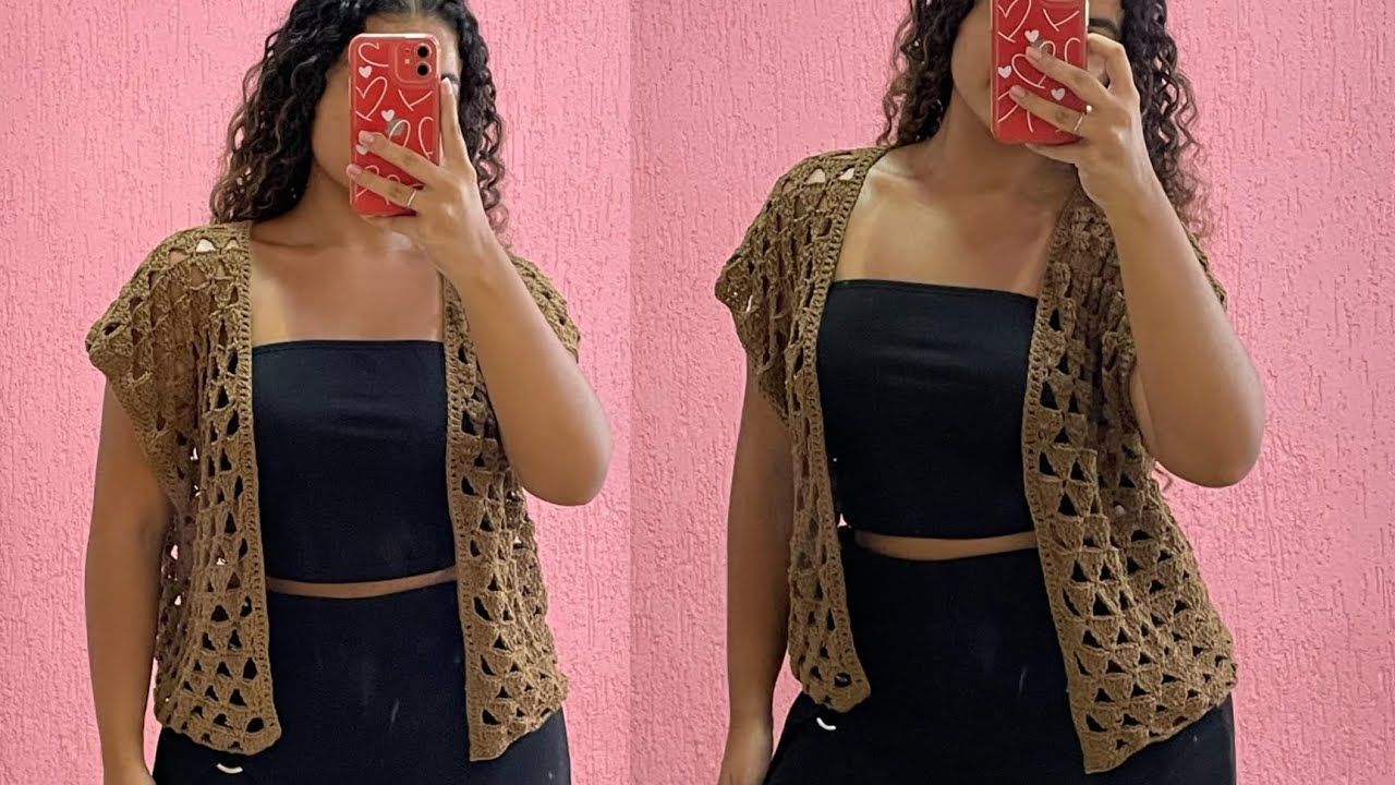 BOLERO OU CARDIGAN EM CROCHÊ/ PONTO TRIÂNGULO/PAP CROCHÊ TUTORIAL