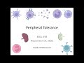 Immunology Fall 2022: Lecture 30 Peripheral Tolerance