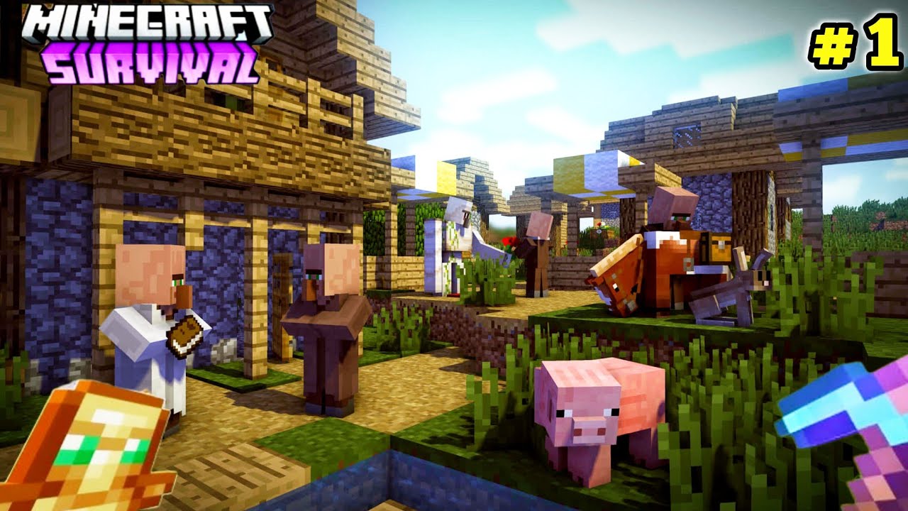 Minecraft PE Survival Series Ep 1 in Hindi 1.21 | Made op Survival Base ...