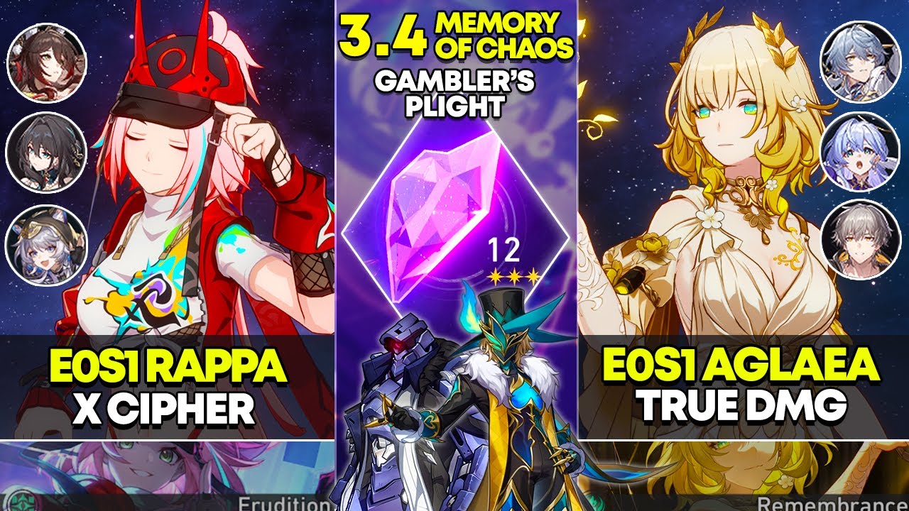E0S1 Rappa x Cipher & E0S1 Aglaea True DMG | Memory of Chaos 12 | Honkai Star Rail 3.4