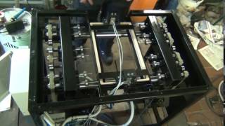 Bee hive frame semi-automatic drill 2x6 holes - open view of machine