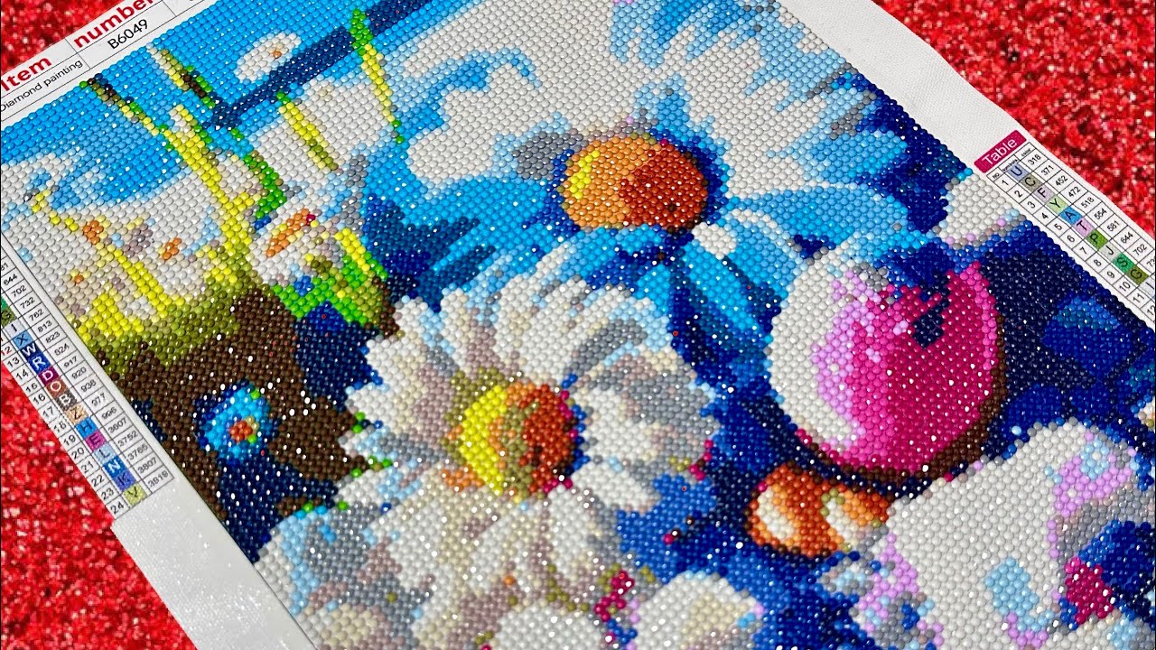 Diamond Painting Time Lapse, Beach Rainbow Stone Full Round Drills From Start To Finish All Process