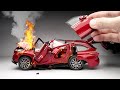 Crashing toyota highlander 2023 diecast model  slowmotion car crash test
