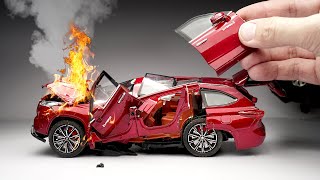 Crashing Toyota Highlander 2023 Diecast Model - Slowmotion Car Crash Test