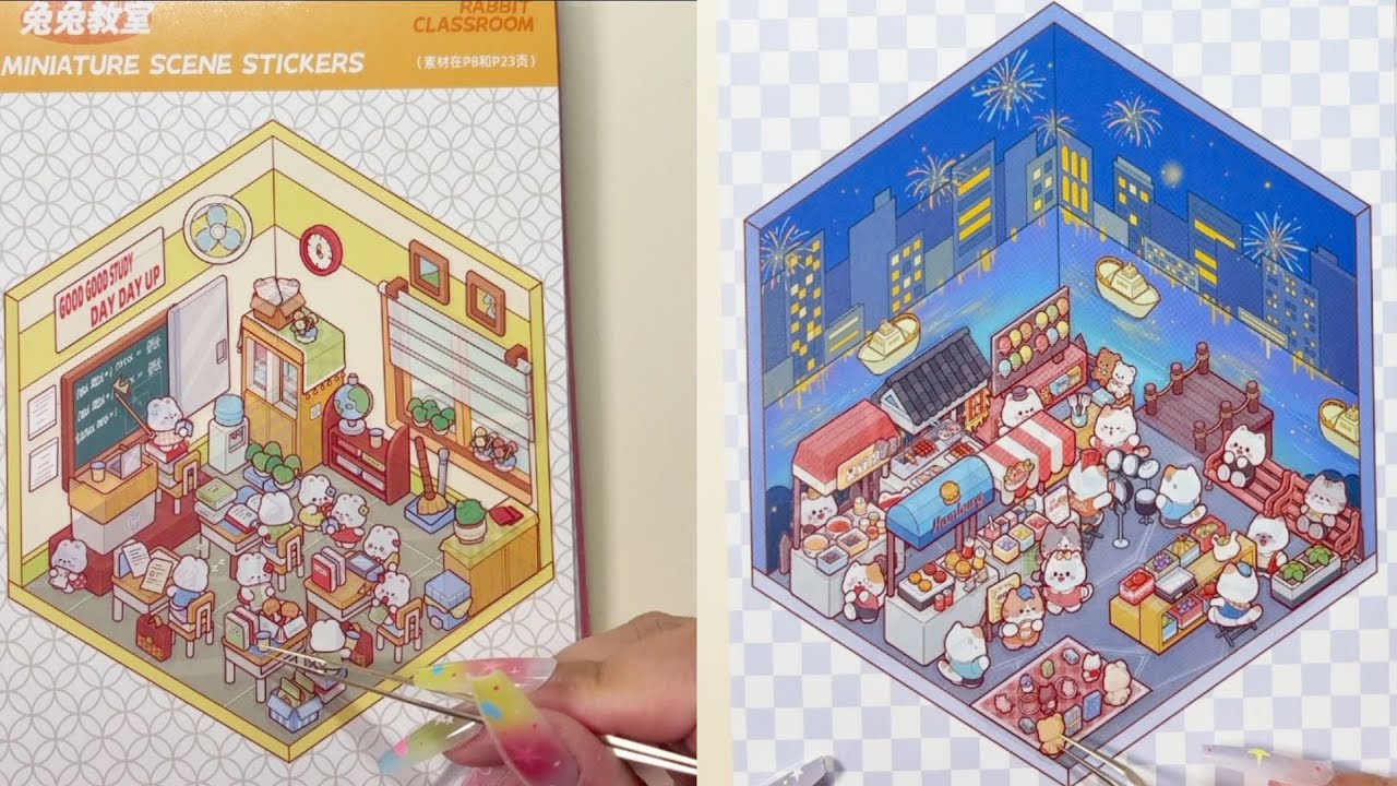 ASMR💕Stickers about Riverside Night Market and classroom.