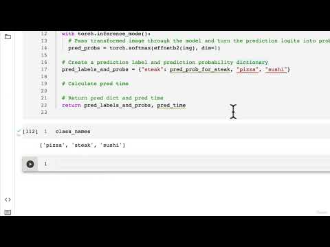 30. Creating a Predict Function to Map Our Food Vision Mini Inputs to Outputs