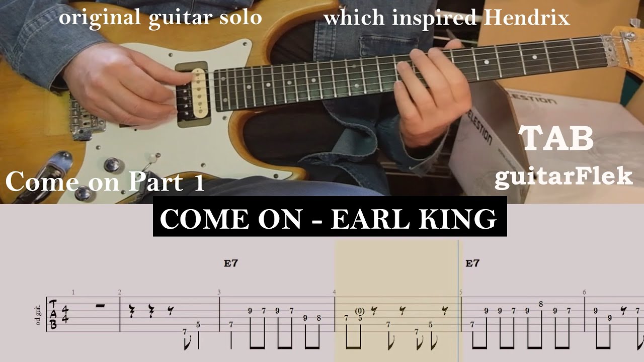 Come on- Part 1-Earl King-guitar solo with tab | Guitar Tab | Lesson | Tutorial