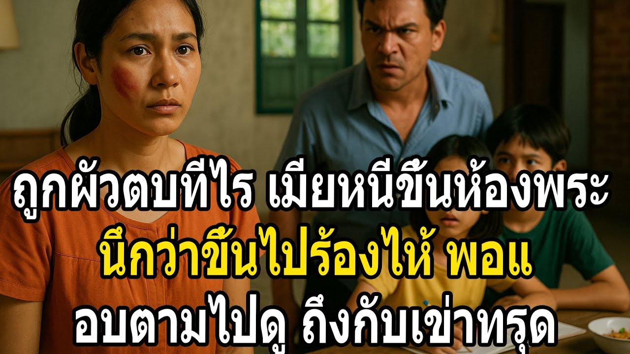 ถูกผัวตบทีไร เมียหนีขึ้นห้องพระ    นึกว่าขึ้นไปร้องไห้ พอแอบตามไปดู ถึงกับเข่าทรุด