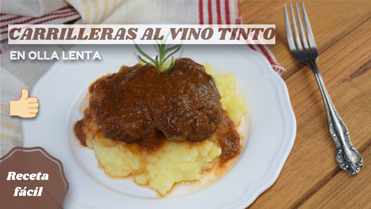 Carrilleras de cerdo al vino tinto en olla lenta. RECETA TRADICIONAL