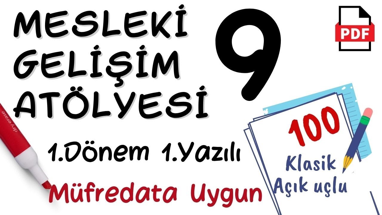 Mesleki Gelişim 9. Sınıf 1. Dönem 1. Yazılı Soruları +PDF Mesleki Gelişim Atölyesi Yazılı Hazırlık