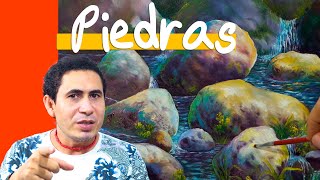 Como Pintar Piedras, Rocas (Pintar paisaje al Oleo o Acrílico con cascada)