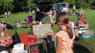At the flea- finding vintage pieces and decor