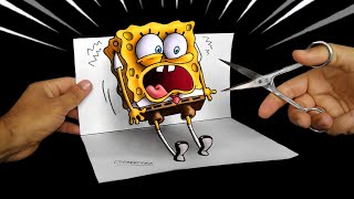 رسم سبونجبوب ثلاثي الابعاد - دمج الرسم مع الواقع !  | SpongeBob