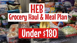 HEB GROCERY HAUL UNDER $180 AND WEEKLY MEAL PLAN // FAMILY OF 4