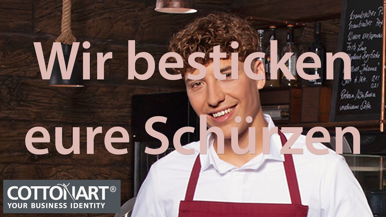 Latzschürze günstig individuell besticken lassen. Bib apron cheap custom embroidery.