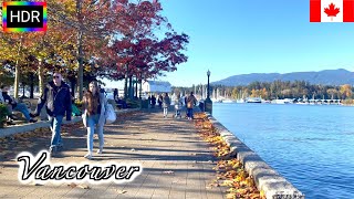 🇨🇦【HDR 4K】Vancouver Autumn Walk - Seawall from Canada Place to Coal Harbour (October, 2021)