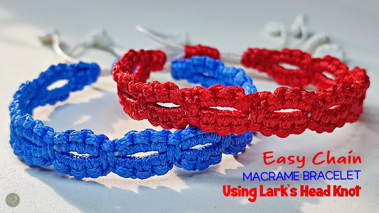 Easy Chain Macrame Bracelet Using Lark's Head Knot | Macrame Bracelet ...