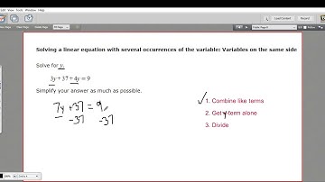 Solving a linear equation several occurrences of the variable on the same side