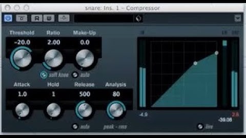 Compression on snare - less attack more decay sustain release