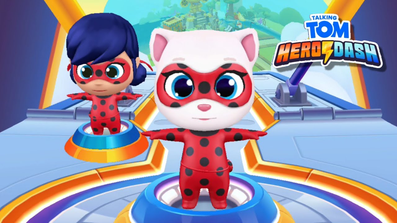 Talking Tom Hero Dash Miraculous Chase Ladybug Angela in Raccoon Chase