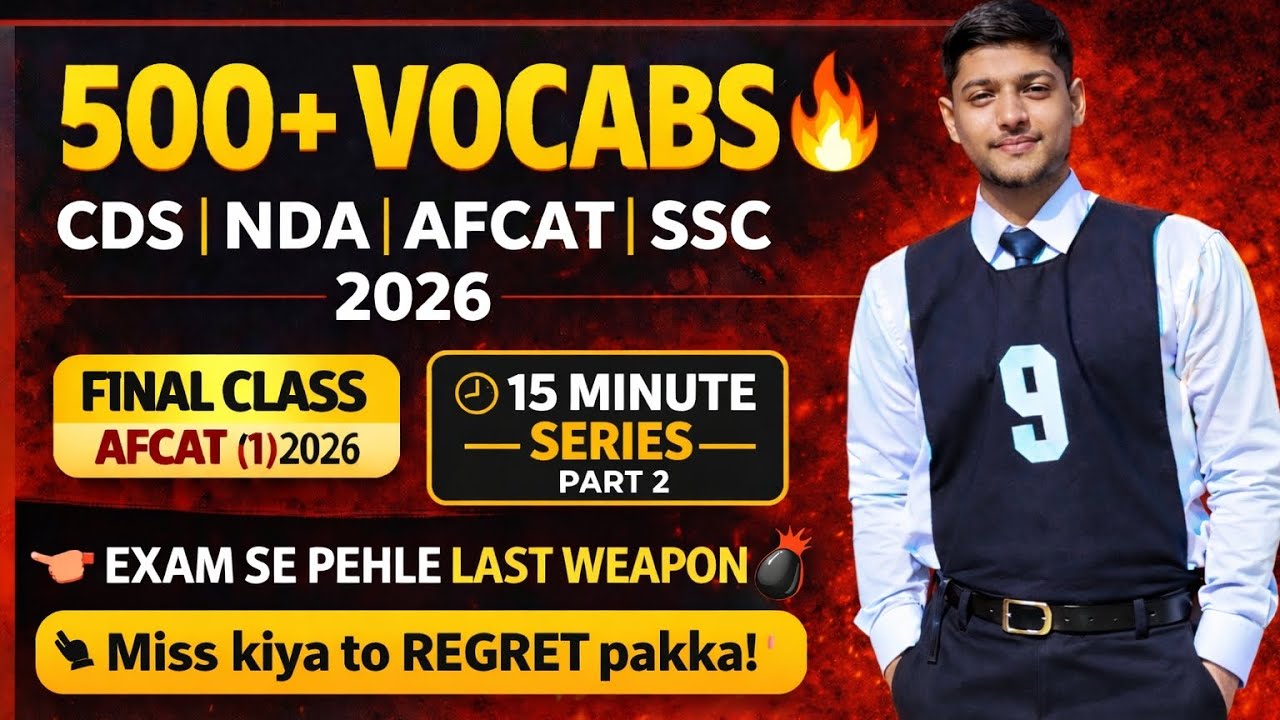  Important Vocabulary (Revision class)| 15 Minutes Series (Part-2) | CDS, AFCAT NDA SSC Exam 2026🪖