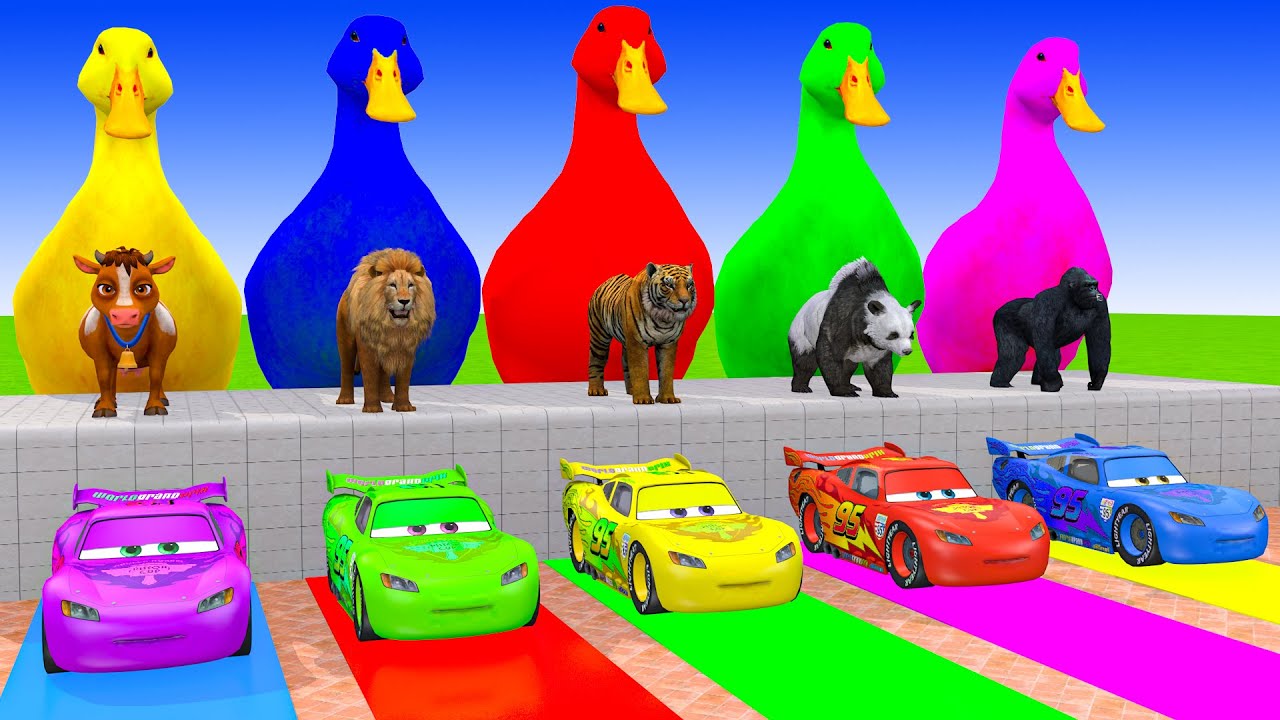 Long Slide Game With Cow Elephant Gorilla Hippopotamus Tiger 3d Animal Game Funny 3d Animals