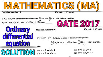 GATE 2017 || MATHEMATICS (MA) || ORDINARY DIFFERENTIAL EQUATION || SOLUTION