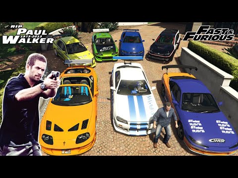 GTA 5 - Stealing Fast And Furious 'Brian O'Connor' Cars with Michael | (GTA V Real Life Cars #44)