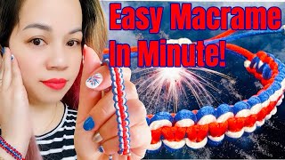 “Easy Red White & Blue Reversible Macrame Bracelet 🇺🇸 | Perfect for 4th of July!”