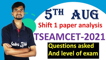 TSeamcet 5 aug paper analysis|todays eamcet paper analysis|todasy 1st shift paper analysis|