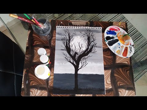 Midnight Moon Painting | Acrylic Painting - YouTube