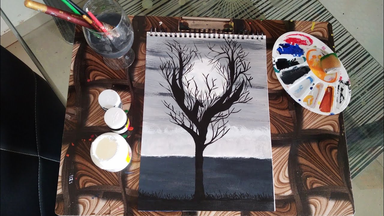 Midnight Moon Painting | Acrylic Painting - YouTube