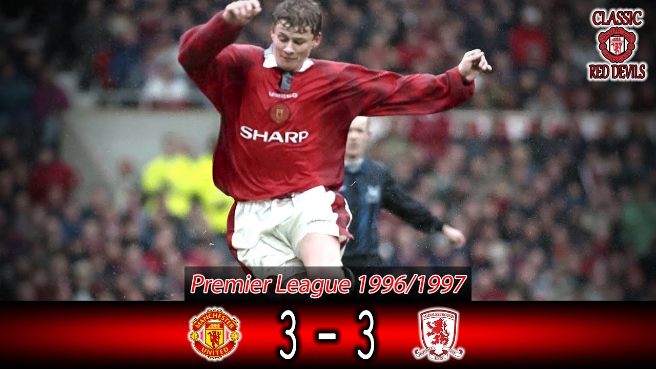Man Utd 3 - 3 Middlesbrough Premier League 1996'97 Classic Match Manchester United